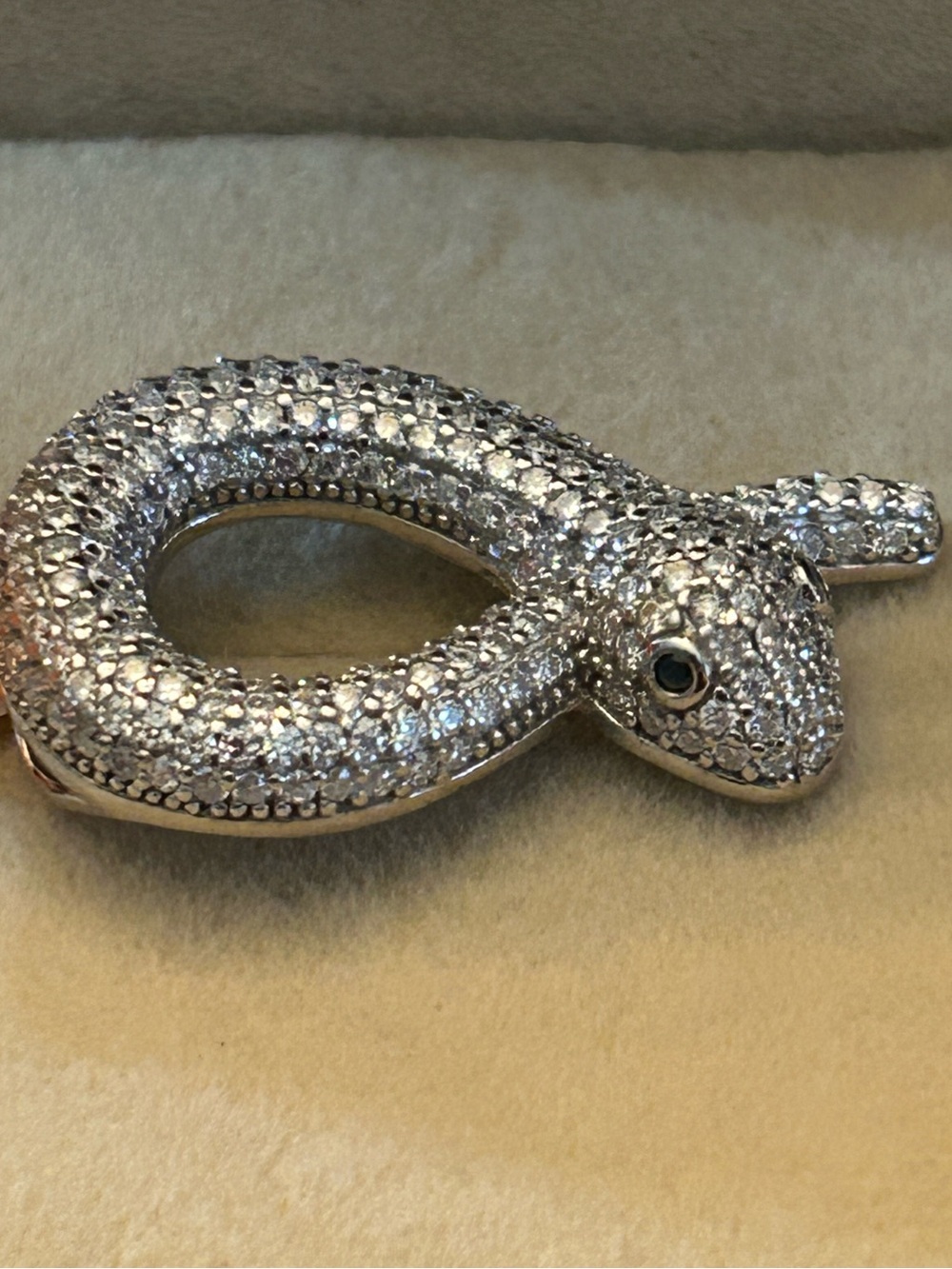 2.00CTW Pave’ Moissanite Embellished 925 SSilver Snake 🐍 Pendant w/Sm 2.5mm Bail